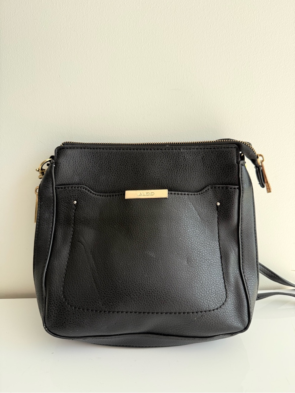 ALDO Black Crossbody Bag with Gold Accent